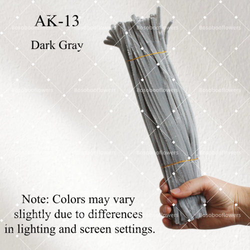 AK-13 Dark Gray Pipe Cleaners Chenille Stems Fuzzy Stick Twisting Stick DIY Art Craft Supplies Bending Wires for Kids School Education Adults Floral Arrangement