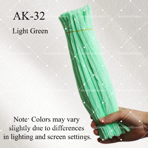 AK-32 Light Green Pipe Cleaners Chenille Stems Fuzzy Stick Twisting Stick DIY Art Craft Supplies Bending Wires for Kids School Education Adults Floral Arrangement