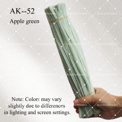 AK-52 Apple Green Pipe Cleaners Chenille Stems Fuzzy Stick Twisting Stick DIY Art Craft Supplies Bending Wires for Kids School Education Adults Floral Arrangement