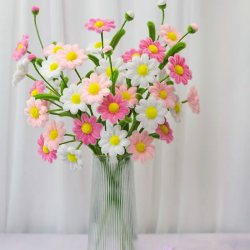 Fuzzy Pipe Cleaner Chenille Stems DIY Craft Supplies For Daisy Flower Branch Green Leaves Handmade Flower Making Kit