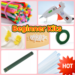 Beginner Kits! Fuzzy Pipe Cleaner Chenille Stems DIY Craft Supplies Handmade Forever Flowers Easy Craft Kit for Kids School Education Toy