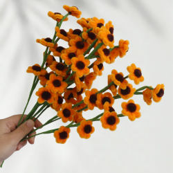 30 PCS * Handmade Pipe Cleaner Golden 6 Daisy Flowers Artificial Simulation Flower Indoor Home Desktop Party Wedding Decor