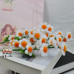 30 PCS * Handmade Pipe Cleaner 5 Daisy Flowers Green Leaf Artificial Simulation Flower Indoor Home Desktop Party Wedding Decor