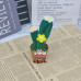2 PCS * Handmade Pipe Cleaner Green Cactus with Flowers Potted Plant Artificial Simulation Flowers Indoor Home Desktop Party Wedding Decor