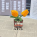 2PCS * Handmade Pipe Cleaner Golden Tulip Flowers Green Leaves Potted Plant Artificial Simulation Flowers Indoor Home Desktop Party Wedding Decor