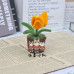 2PCS * Handmade Pipe Cleaner Golden Tulip Flowers Green Leaves Potted Plant Artificial Simulation Flowers Indoor Home Desktop Party Wedding Decor