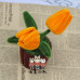 2PCS * Handmade Pipe Cleaner Golden Tulip Flowers Green Leaves Potted Plant Artificial Simulation Flowers Indoor Home Desktop Party Wedding Decor
