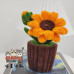 2 PCS * Handmade Pipe Cleaner Golden Sunflowers Green Leaves Potted Plant Artificial Simulation Flowers Indoor Home Desktop Party Wedding Decor