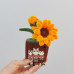 2 PCS * Handmade Pipe Cleaner Golden Sunflowers Green Leaves Potted Plant Artificial Simulation Flowers Indoor Home Desktop Party Wedding Decor