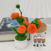 4PCS * Handmade Pipe Cleaner 6 Persimmons &amp; Green Leaves Potted Plant Artificial Simulation Flowers Indoor Home Desktop Party Wedding Decor