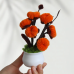 4PCS * Handmade Pipe Cleaner 6 Persimmons &amp; Green Leaves Potted Plant Artificial Simulation Flowers Indoor Home Desktop Party Wedding Decor