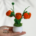 4PCS * Handmade Pipe Cleaner 6 Persimmons &amp; Green Leaves Potted Plant Artificial Simulation Flowers Indoor Home Desktop Party Wedding Decor