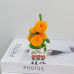 4PCS * Handmade Pipe Cleaner 5 Persimmons &amp; Green Leaves Potted Plant Artificial Simulation Flowers Indoor Home Desktop Party Wedding Decor