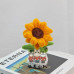 4 PCS * Handmade Pipe Cleaner Golden Sunflower Green Leaves Potted Plant Artificial Simulation Flowers Indoor Home Desktop Party Wedding Decor