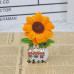 4 PCS * Handmade Pipe Cleaner Golden Sunflower Green Leaves Potted Plant Artificial Simulation Flowers Indoor Home Desktop Party Wedding Decor