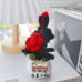 4PCS * Handmade Pipe Cleaner Gradient Color Rose Flower Green Leaves Potted Plant Artificial Simulation Flowers Indoor Home Desktop Party Wedding Decor