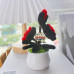 4PCS * Handmade Pipe Cleaner Gradient Color Rose Flower Green Leaves Potted Plant Artificial Simulation Flowers Indoor Home Desktop Party Wedding Decor