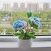 4PCS * Handmade Pipe Cleaner Gradient Color Rose Flower Green Leaves Potted Plant Artificial Simulation Flowers Indoor Home Desktop Party Wedding Decor