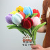 10 PCS * Handmade Pipe Cleaner Fat Tulip Flower Green Leaves Artificial Simulation Flower Indoor Home Desktop Party Wedding Decor