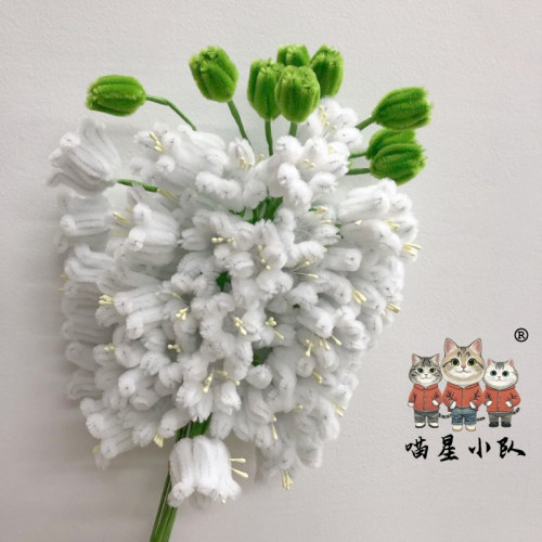 20 PCS * Handmade Pipe Cleaner Lily of the Valley Cluster Artificial Simulation Flower Indoor Home Desktop Party Wedding Decor