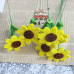 20 PCS * Handmade Pipe Cleaner Yolk Sunflower Green Leaves Artificial Simulation Flower Indoor Home Desktop Party Wedding Decor