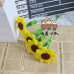 20 PCS * Handmade Pipe Cleaner Yolk Sunflower Green Leaves Artificial Simulation Flower Indoor Home Desktop Party Wedding Decor
