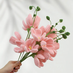 20 PCS * Handmade Pipe Cleaner Butterfly Orchid Flower Green Leaves Artificial Simulation Flower Indoor Home Desktop Party Wedding Decor