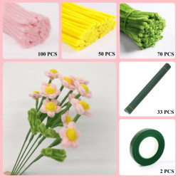 220 PCS * Pipe Cleaner Chenille Stems Handmade Daisy Flowers Making Kit DIY Art Flower Bouquet Craft Set
