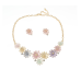 Women's Flower Necklace and Earrings Multicolour Wedding Jewelry Luxury Crystal Pearl Necklace /Earrings Ladies Jewelry Sets - 794677171941