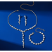 Women's Gold Color Fashion Wedding Jewelry Luxury Crystal Pearl Necklace/Earrings/Bracelet Ladies Jewelry Sets for Bridal - 794677171970