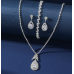 Women's Silver Color Fashion Wedding Jewelry Luxury Crystal Pearl Necklace/Earrings/Bracelet Ladies Jewelry Sets for Bridal - 794677171980