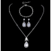 Women's Silver Color Fashion Wedding Jewelry Luxury Crystal Pearl Necklace/Earrings/Bracelet Ladies Jewelry Sets for Bridal - 794677171980