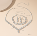 Women's Silver Color Fashion Wedding Jewelry Luxury Crystal Pearl Necklace/Earrings/Bracelet Ladies Jewelry Sets for Bridal - 794677171972