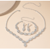 Women's Silver Color Fashion Wedding Jewelry Luxury Crystal Pearl Necklace/Earrings/Bracelet Ladies Jewelry Sets for Bridal - 794677171972