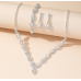 Women's Silver Color Fashion Wedding Jewelry Luxury Crystal Pearl Necklace/Earrings/Bracelet Ladies Jewelry Sets for Bridal - 794677171972