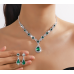 Women's Green Color Fashion Wedding Jewelry Luxury Crystal Pearl Necklace/EarringsLadies Jewelry Sets for Bridal - 794677171945