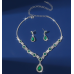 Women's Green Color Fashion Wedding Jewelry Luxury Crystal Pearl Necklace/EarringsLadies Jewelry Sets for Bridal - 794677171945