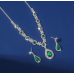 Women's Green Color Fashion Wedding Jewelry Luxury Crystal Pearl Necklace/EarringsLadies Jewelry Sets for Bridal - 794677171945