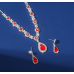 Women's Red Color Fashion Wedding Jewelry Luxury Crystal Pearl Necklace/EarringsLadies Jewelry Sets for Bridal - 794677171946