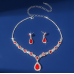 Women's Red Color Fashion Wedding Jewelry Luxury Crystal Pearl Necklace/EarringsLadies Jewelry Sets for Bridal - 794677171946