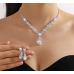 Women's White Color Fashion Wedding Jewelry Luxury Crystal Pearl Necklace/EarringsLadies Jewelry Sets for Bridal - 794677171947
