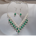 Women's Green Fashion Wedding Jewelry Luxury Crystal Pearl Necklace/EarringsLadies Jewelry Sets for Bridal - 794677171949