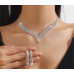 Women's Silver Fashion Wedding Jewelry Luxury Crystal Pearl Necklace/Earrings Ladies Jewelry Sets for Bridal - 794677171950