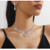 Women's Silver Fashion Wedding Jewelry Luxury Crystal Pearl Necklace/Earrings Ladies Jewelry Sets for Bridal - 794677171950