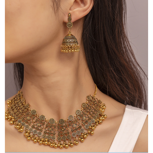 Women's Bohemia Necklace and Earrings Gold Wedding Jewelrel Necklace /Earrings Ladies Jewelry Sets - 794677171942