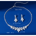 Women's Silver Fashion Wedding Jewelry Luxury Crystal Pearl Necklace/Earrings Ladies Jewelry Sets for Bridal - 794677171951