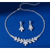 Women's Silver Fashion Wedding Jewelry Luxury Crystal Pearl Necklace/Earrings Ladies Jewelry Sets for Bridal - 794677171951