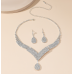 Women's Silver Fashion Wedding Jewelry Luxury Crystal Pearl Necklace/Earrings Ladies Jewelry Sets for Bridal - 794677171952