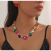 Women's colorful Fashion Wedding Jewelry Luxury Crystal Pearl Necklace/Earrings Ladies Jewelry Sets for Bridal - 794677171953