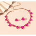 Women's Rose pink Fashion Wedding Jewelry Luxury Crystal Pearl Necklace/Earrings Ladies Jewelry Sets for Bridal - 794677171954